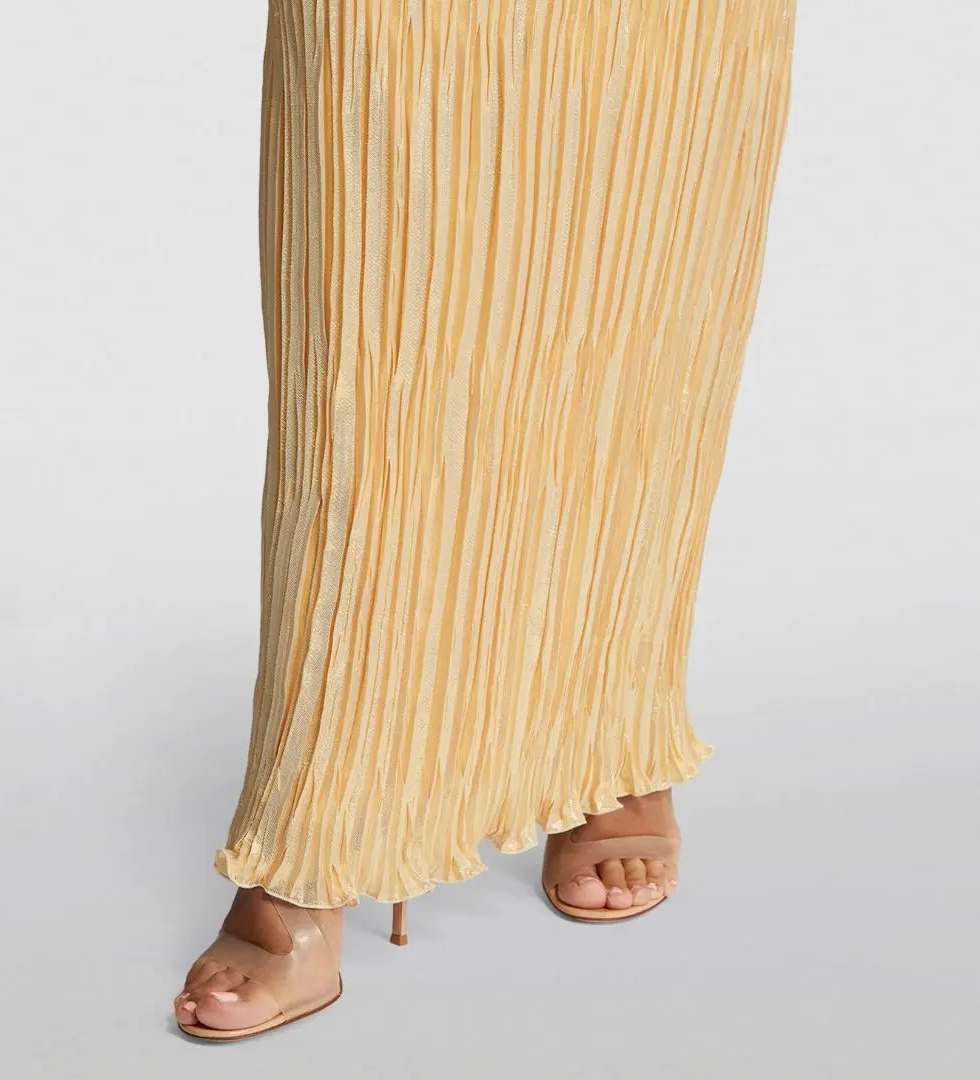 Andrew Gn  Silk-Blend Puff-Sleeve Belted Gown