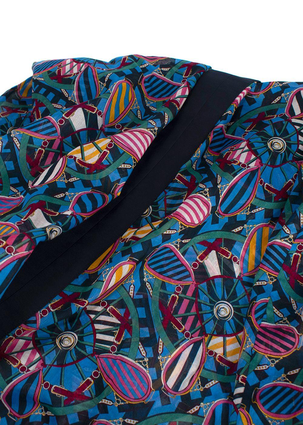 Hermes Blue Patterned En Roue Libre Beach Caftan Dress