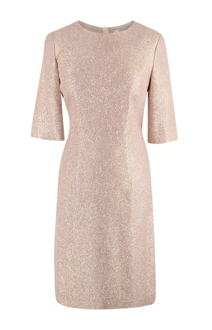 Lanvin Rose Gold Metallic Half Silk Blend Dress