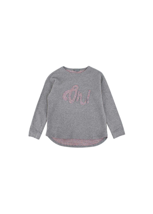 kids 8Y grey long sleeved embroidered 'oh' jumper