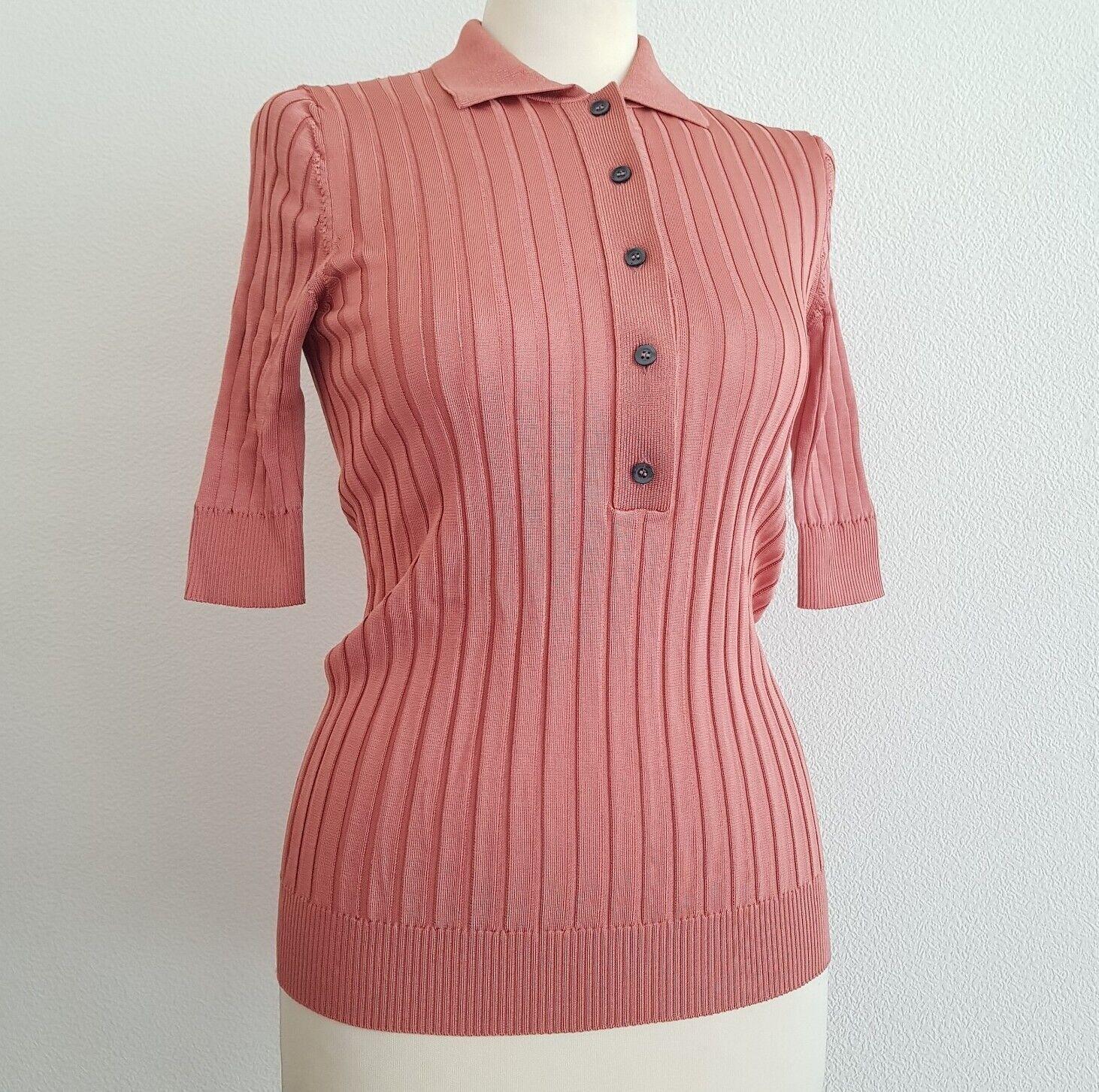 Rose Gold Ribbed Knit Jimmy Polo Shirt