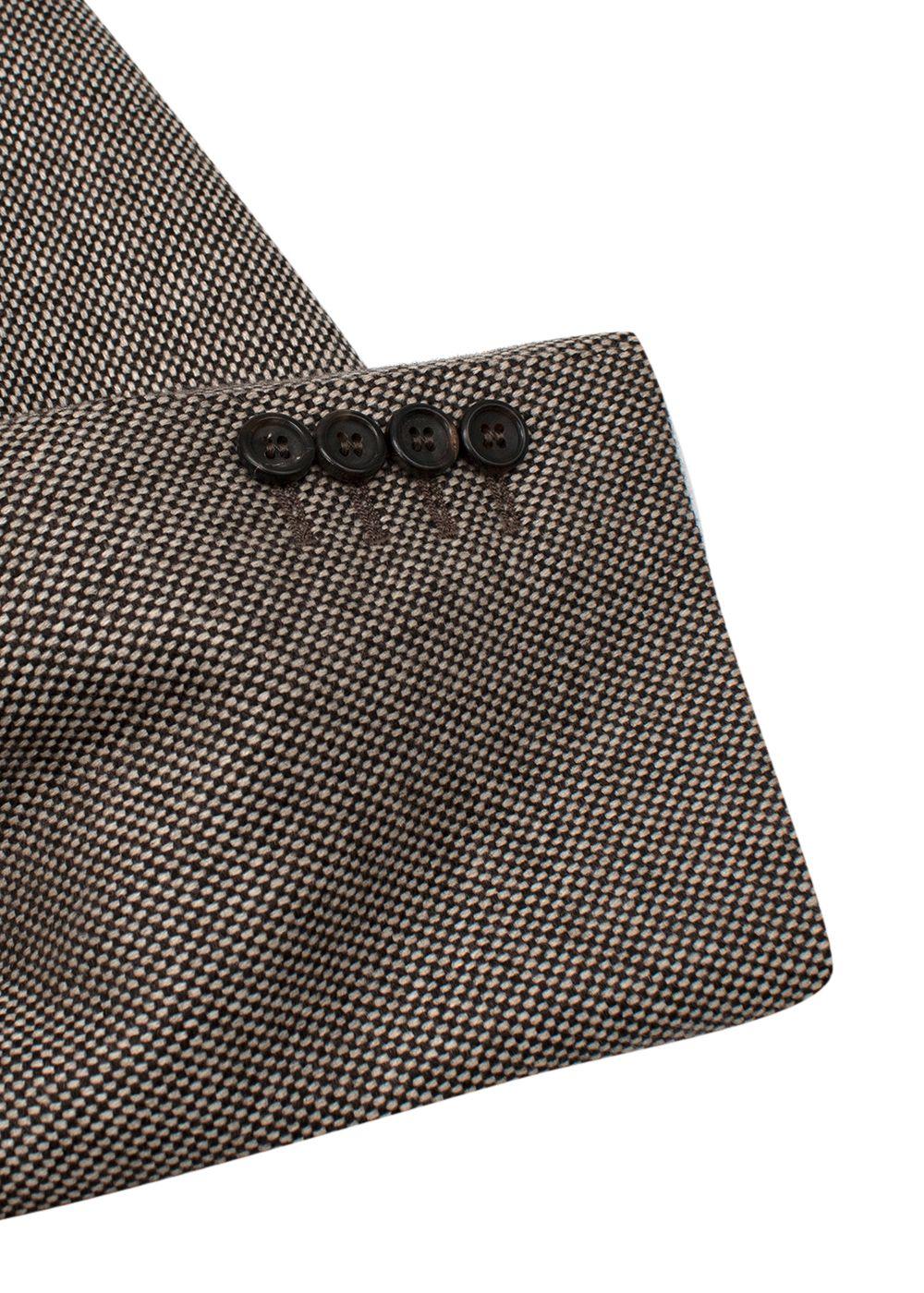 beige & black basketweave cashmere blazer
