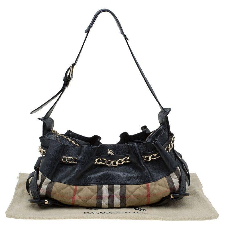 Black Quilted Classic Check Margaret Shoulder Bag