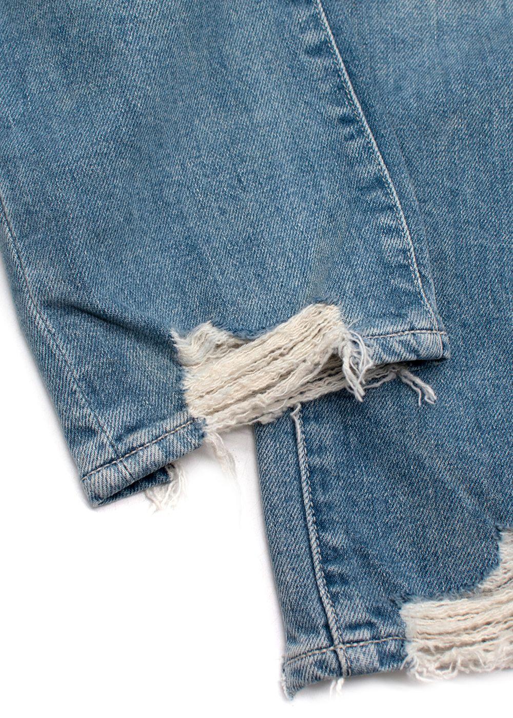 Paige Denim Distressed Hem Blue Jeans