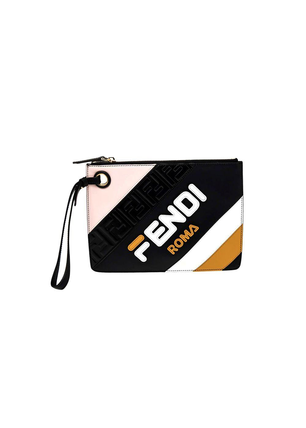 x Fila tricolour leather clutch bag