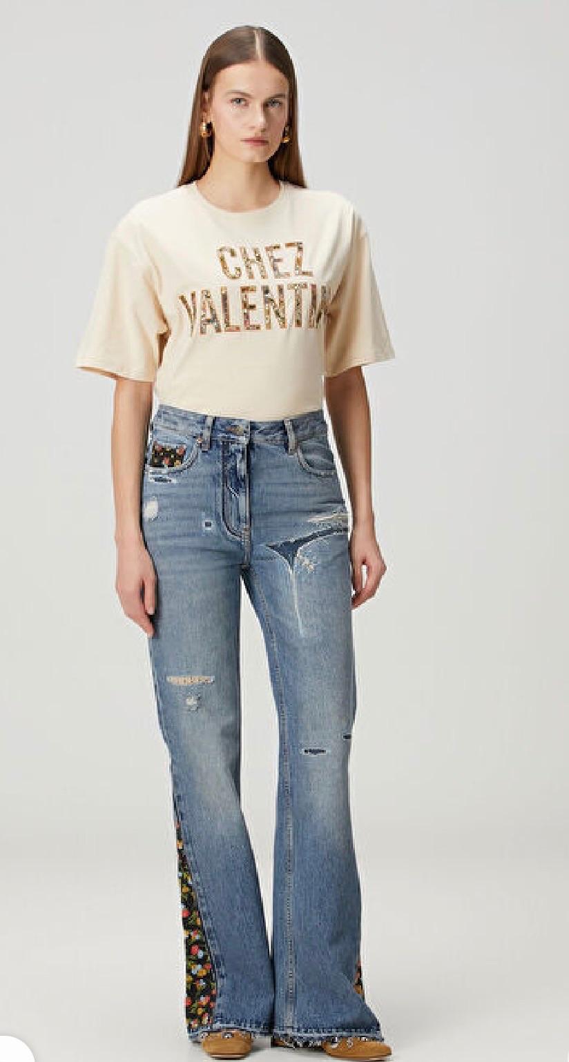 Valentino Embroidered Flared Jeans