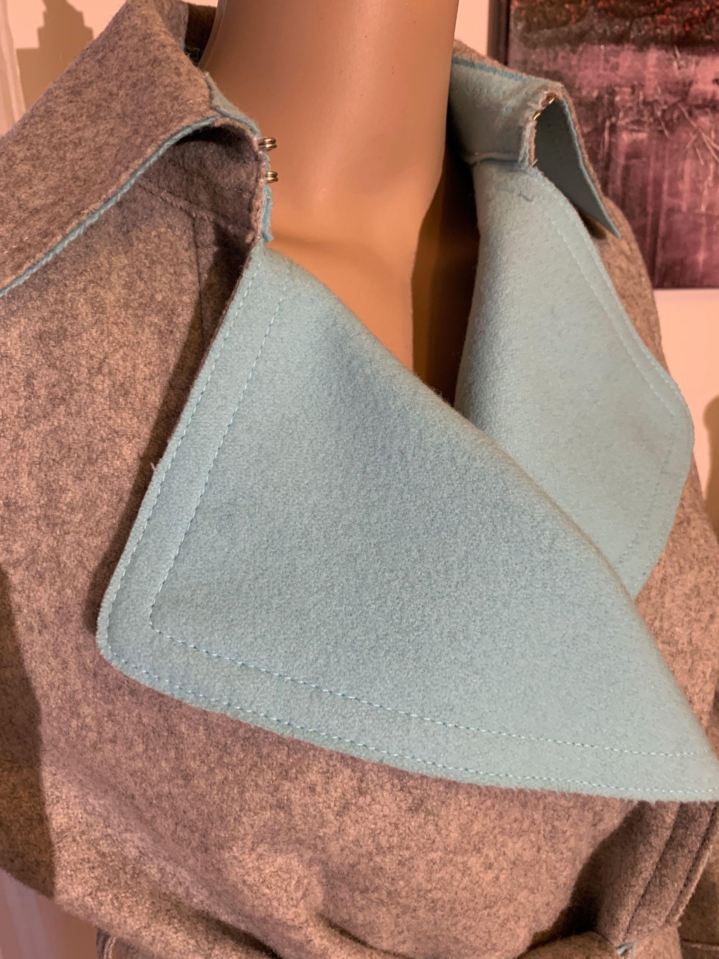 Sacai Soft Grey Wool Blend Trench Coat