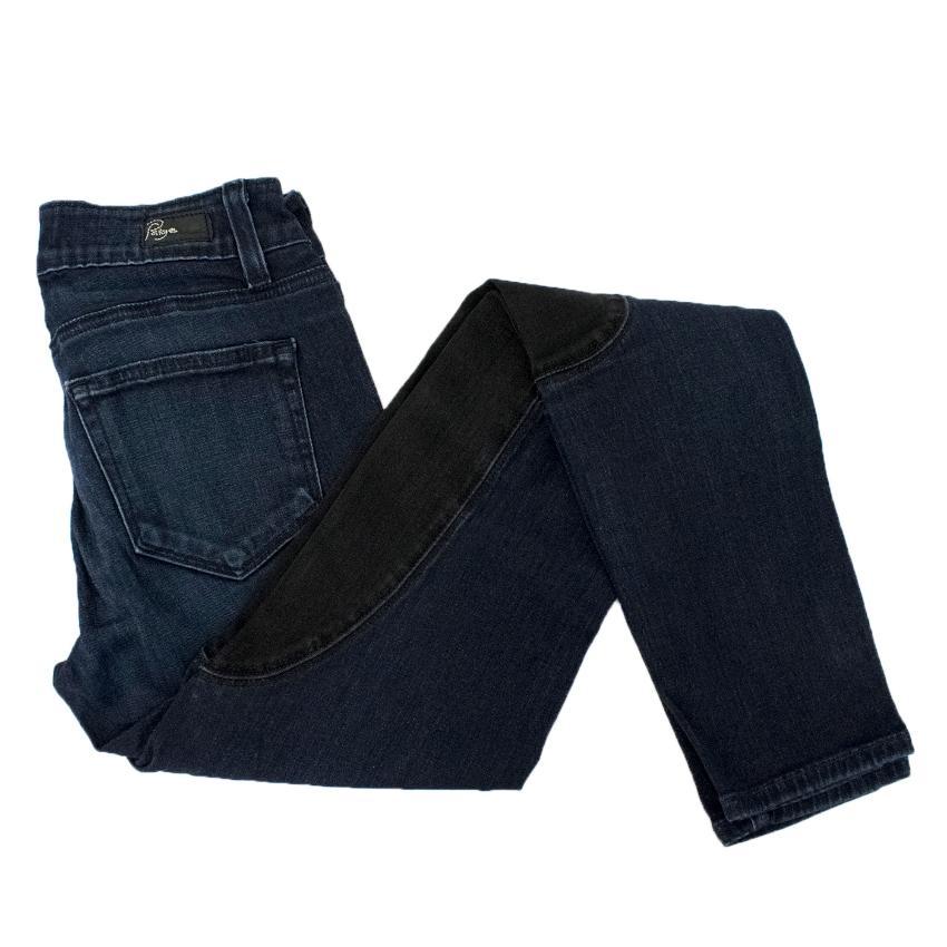 Paige Dark Navy Jeans With Black Patches