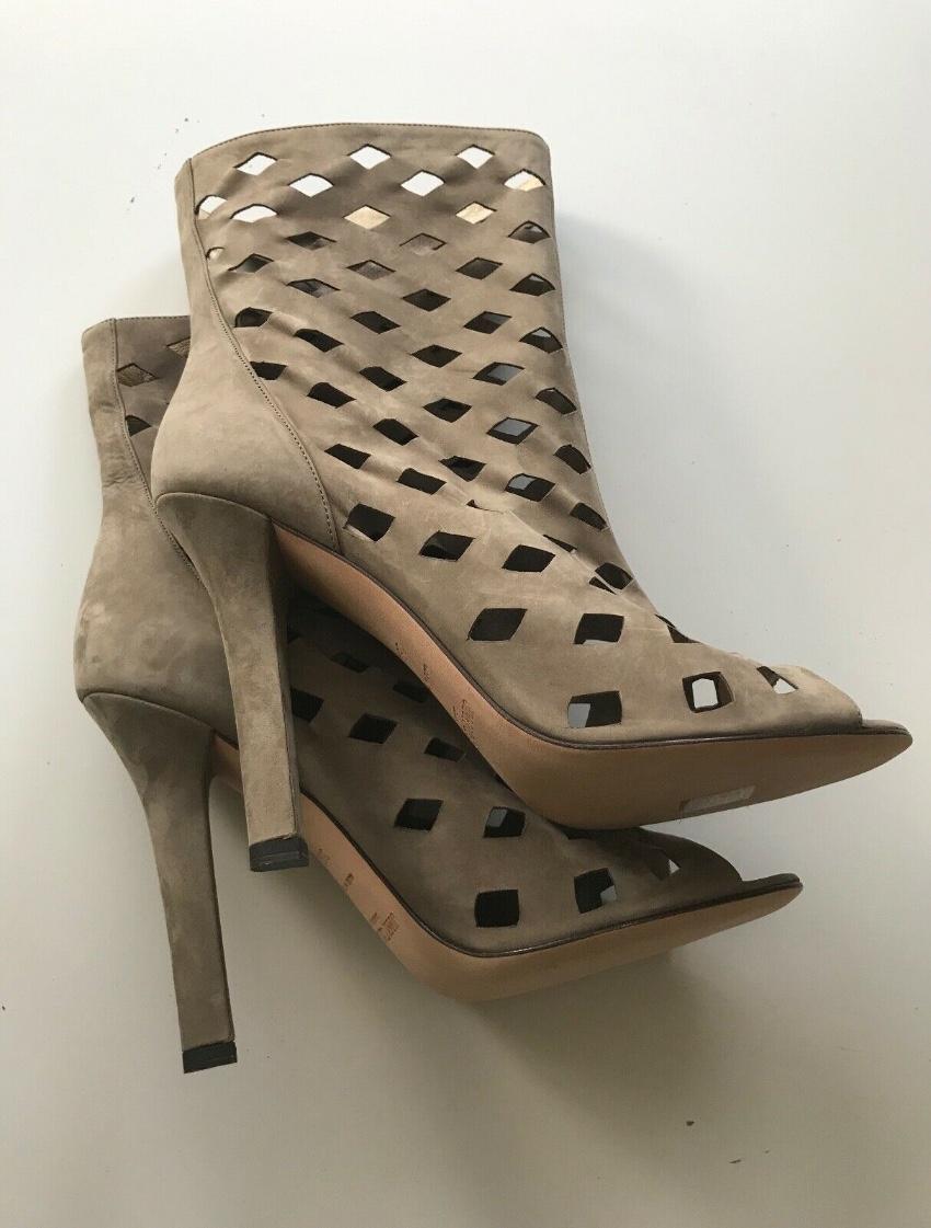 Jimmy Choo Grey Suede Reese Cut-Out Booties
