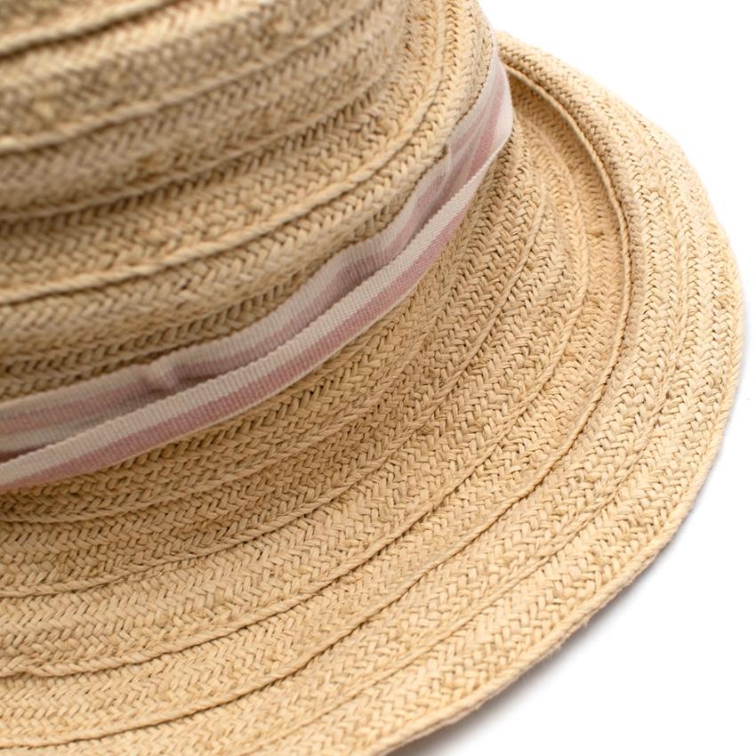Bonpoint Paper Straw Pink Stripe Ribbon Hat