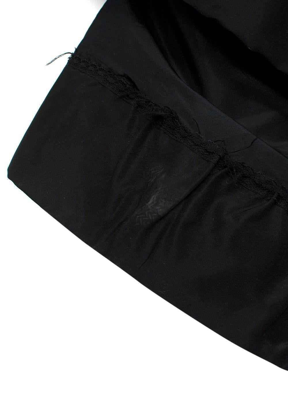 Oscar de la Renta Black Nylon Strapless Gown with Mink Trim