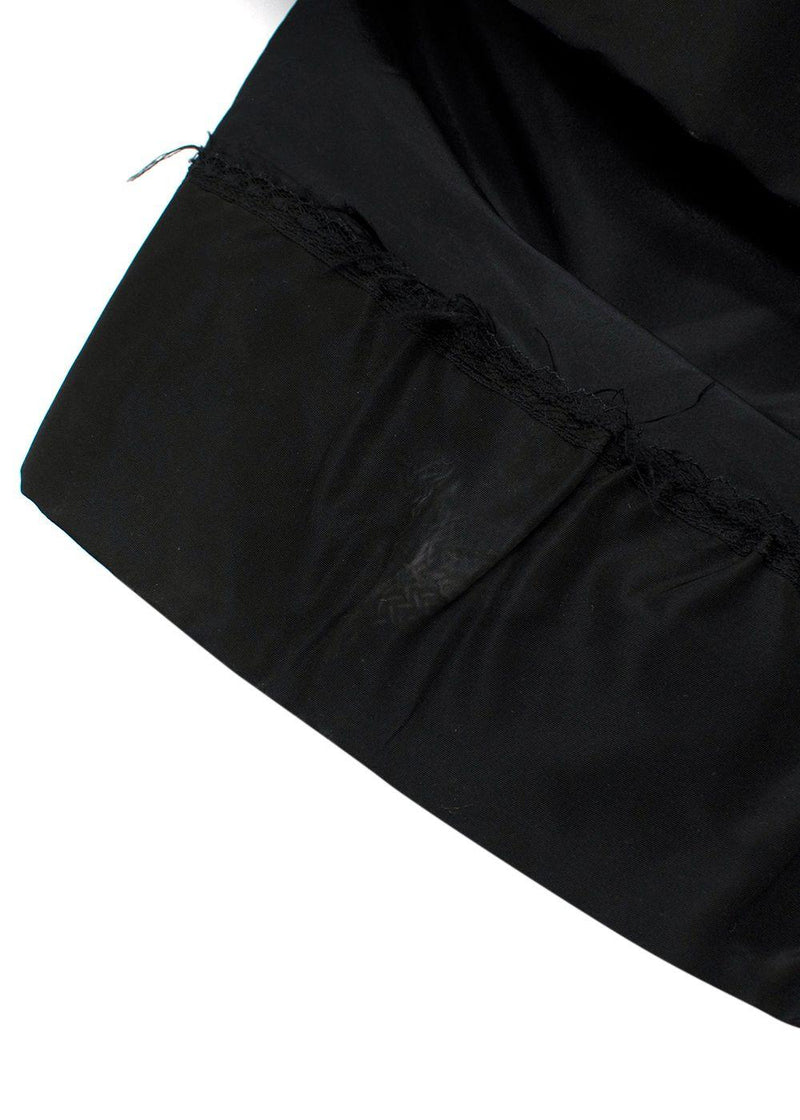 Oscar de la Renta Black Nylon Strapless Gown with Mink Trim