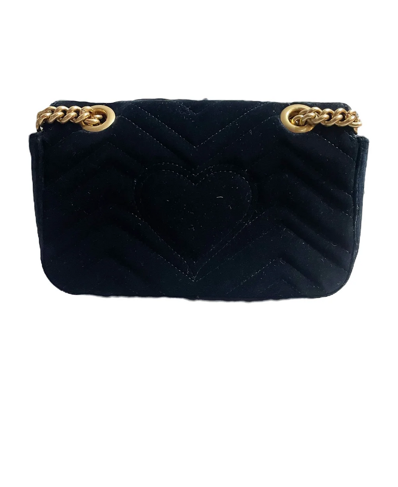 Gucci Black Velvet Marmont Chain Flap Bag