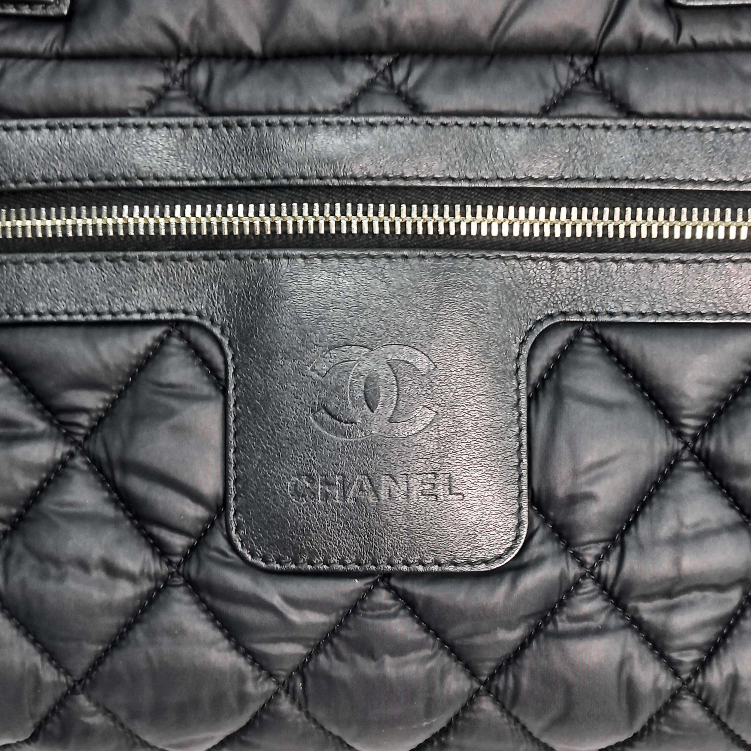 Coco Cocoon Black Nylon Quilted Tote Bag