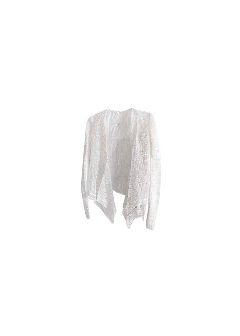 White organza embroidered draped jacket
