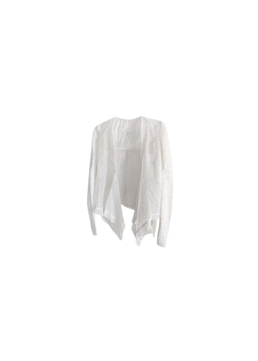 White organza embroidered draped jacket