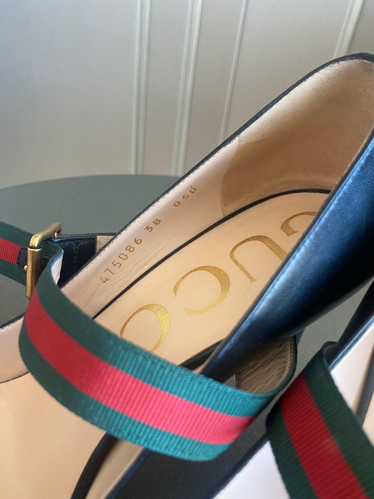 Black leather Sylvie heeled Mary Jane pumps