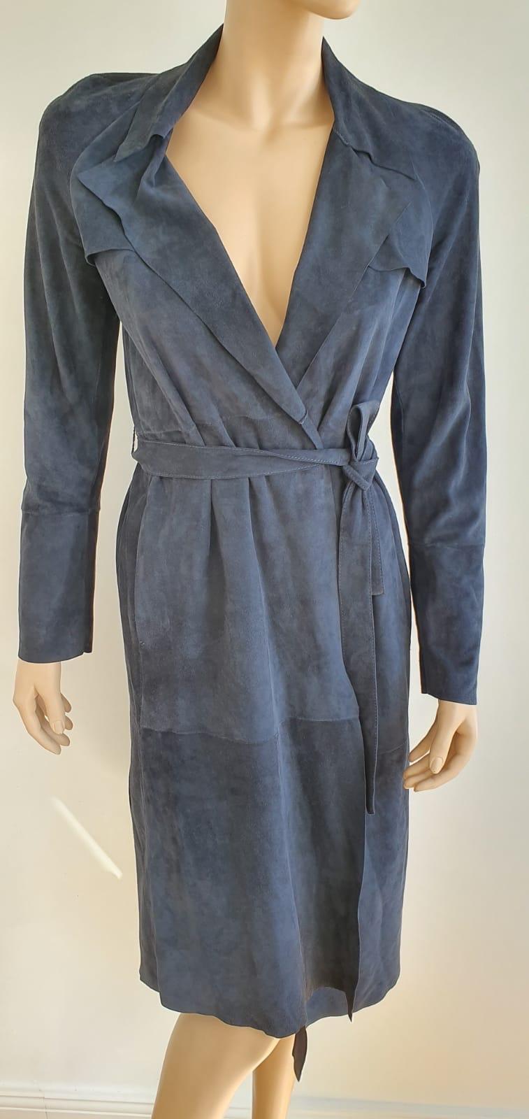 Joseph Blue Suede Duster Coat