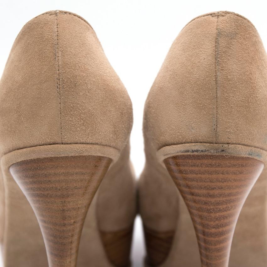 Brian Atwood Suede and Wood Platform Heels