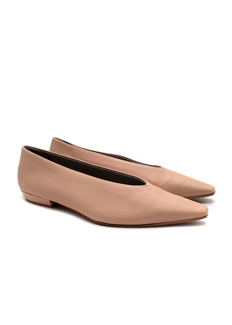 Bottega Veneta Nude Leather Almond Flat Pumps