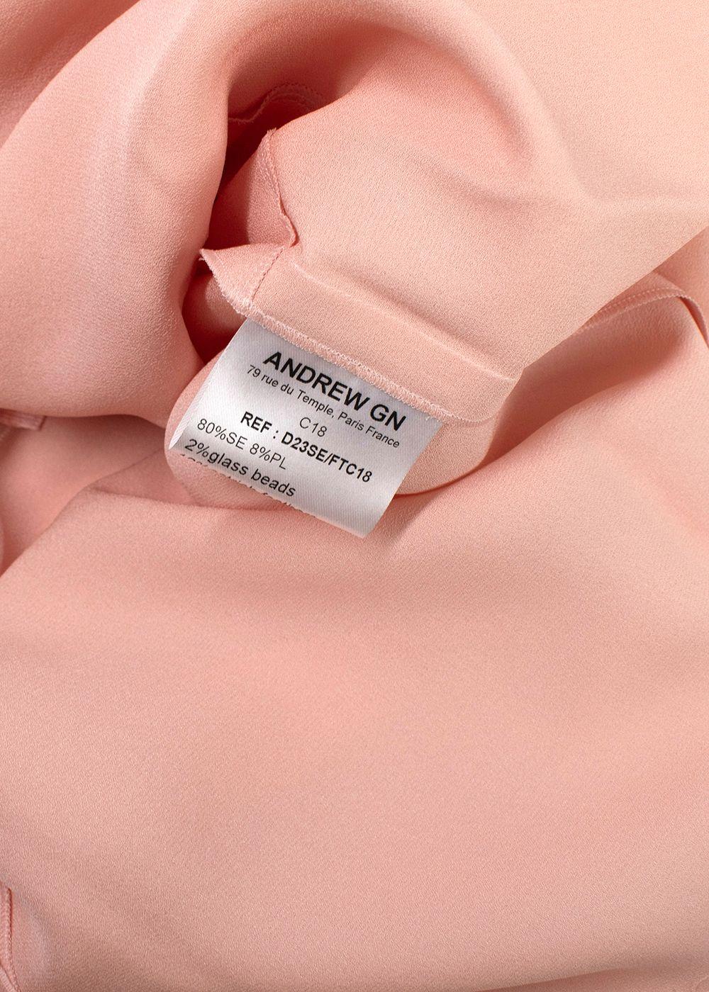 Andrew GN Blush Pink Floral and Feather Detail Top