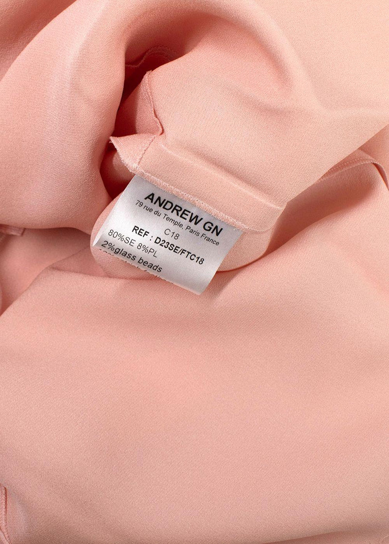 Andrew GN Blush Pink Floral and Feather Detail Top
