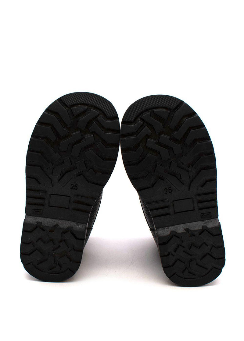 Black leather velcro strap boots