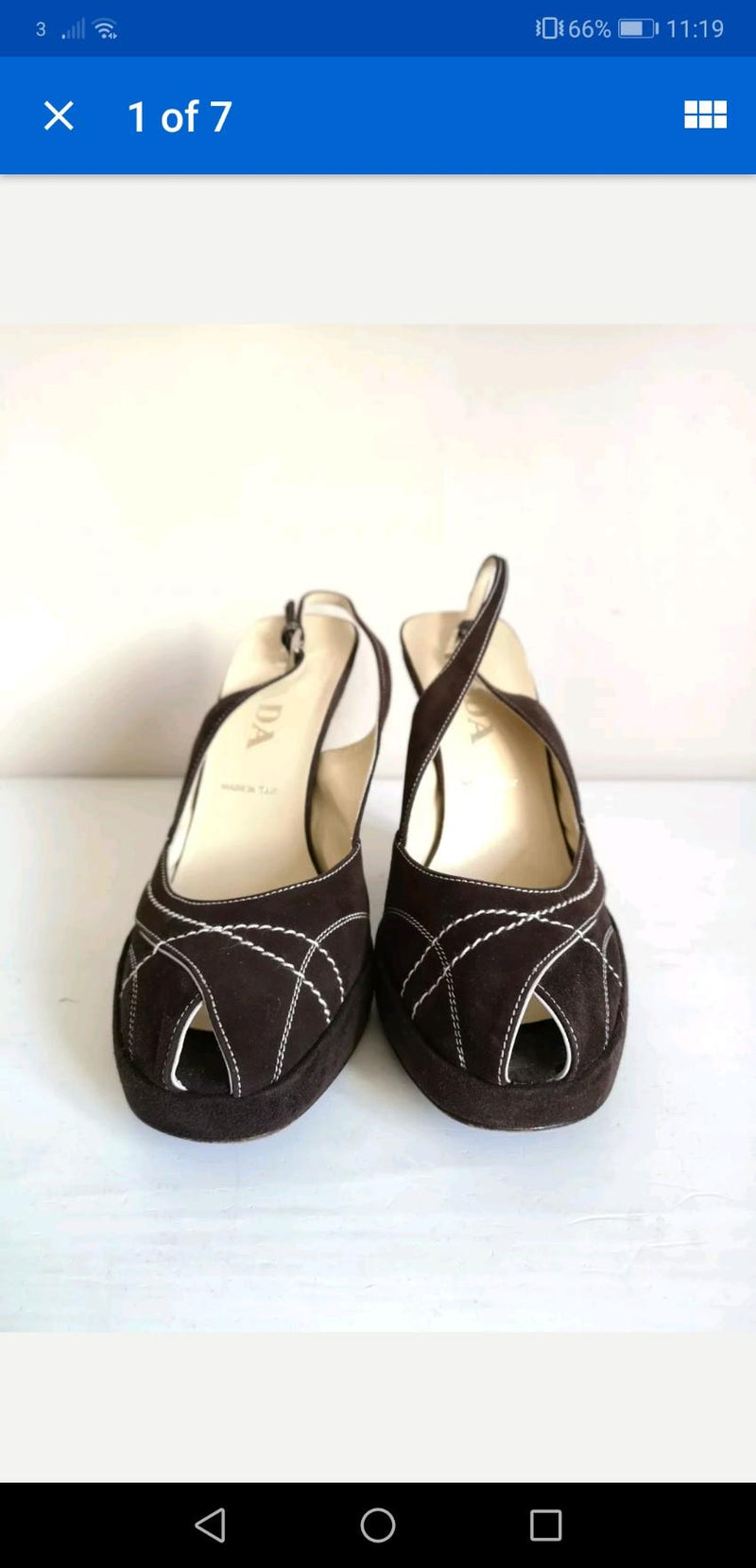 Prada Suede Peep Toe Sandals