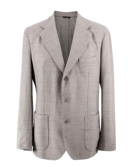 Loro Piana Grey Check Wool Single-breasted Blazer