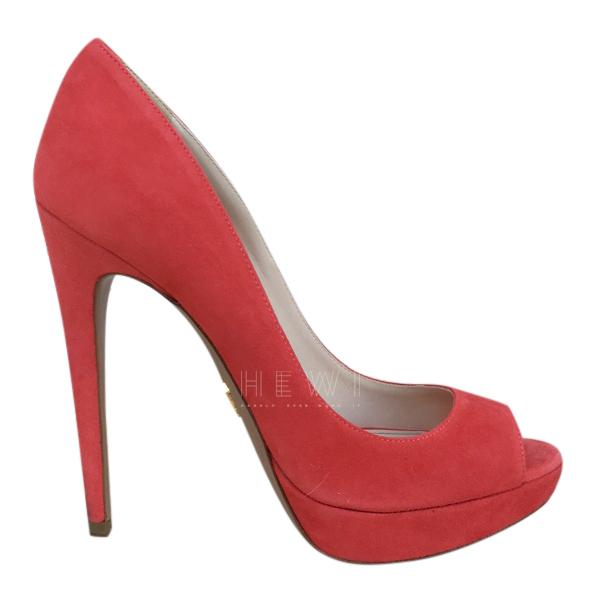 Prada Suede Peep-Toe Pumps