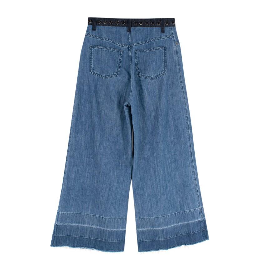 Sonia Rykiel Mid-Wash Wide Leg Denim Jeans with Crystal Waistband
