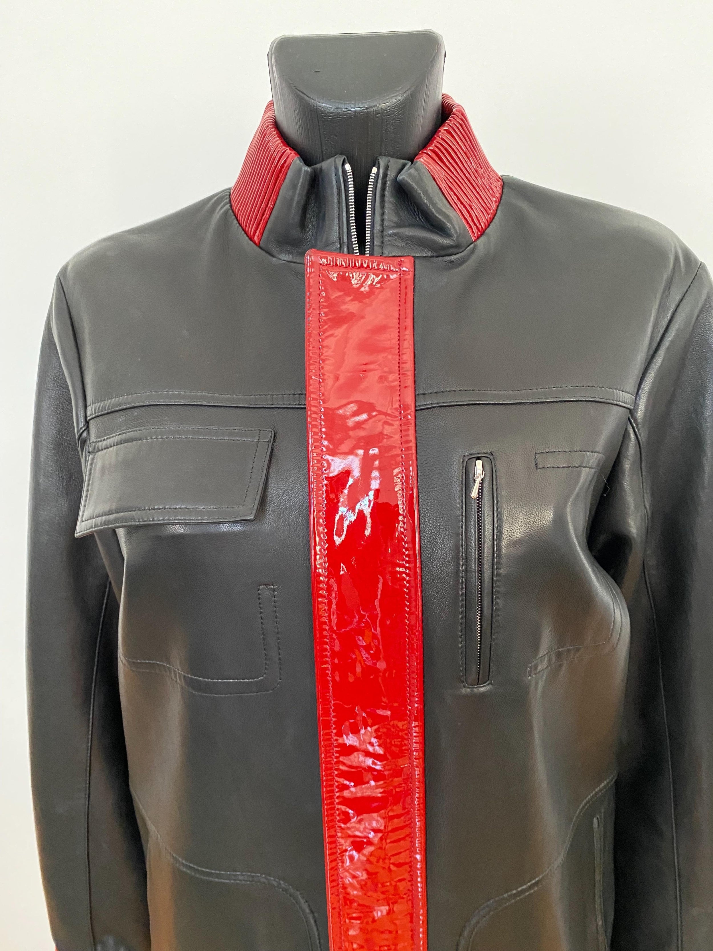 Leather Teddy Jacket With Contrast Trim