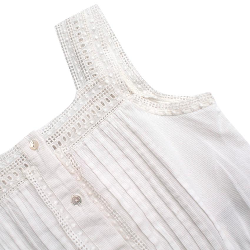 Bonpoint White Cotton Lace Details Ruffled Top