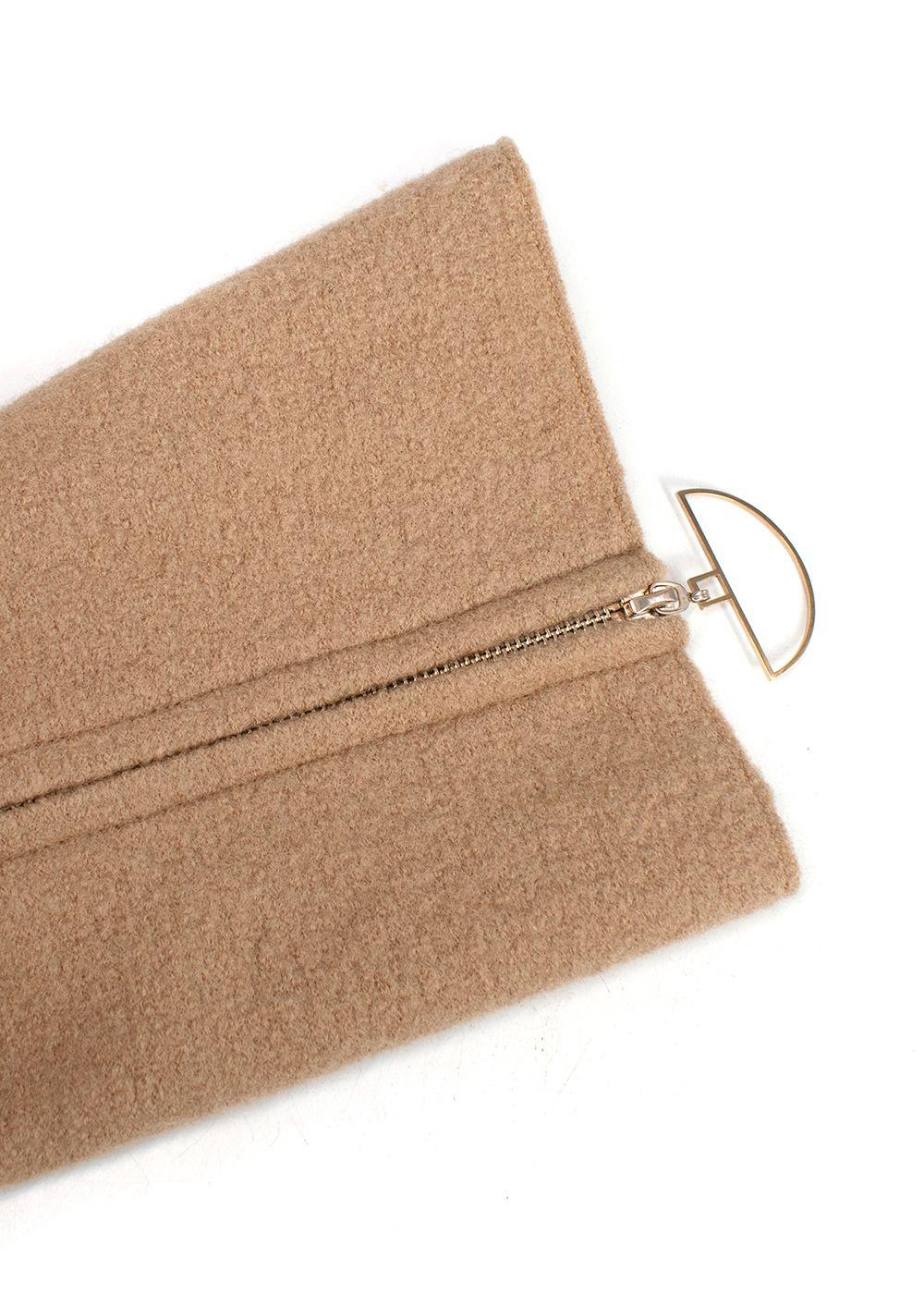 Bevza Camel Longline Wool Coat with Zipper Detail