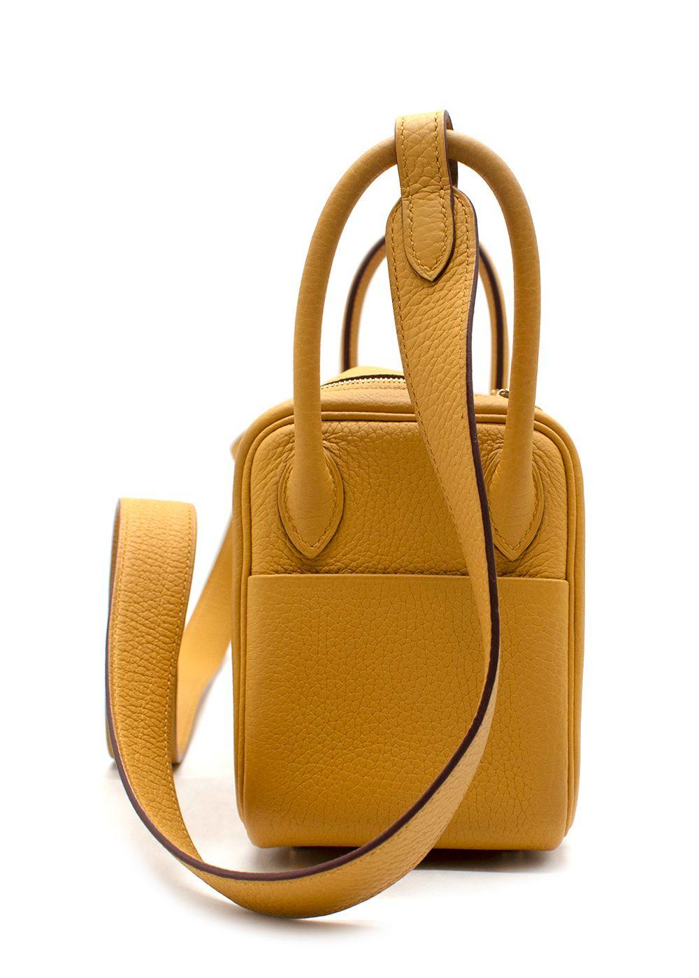 Hermes Mini Lindy in Sun Clemence Leather with Gold Hardware