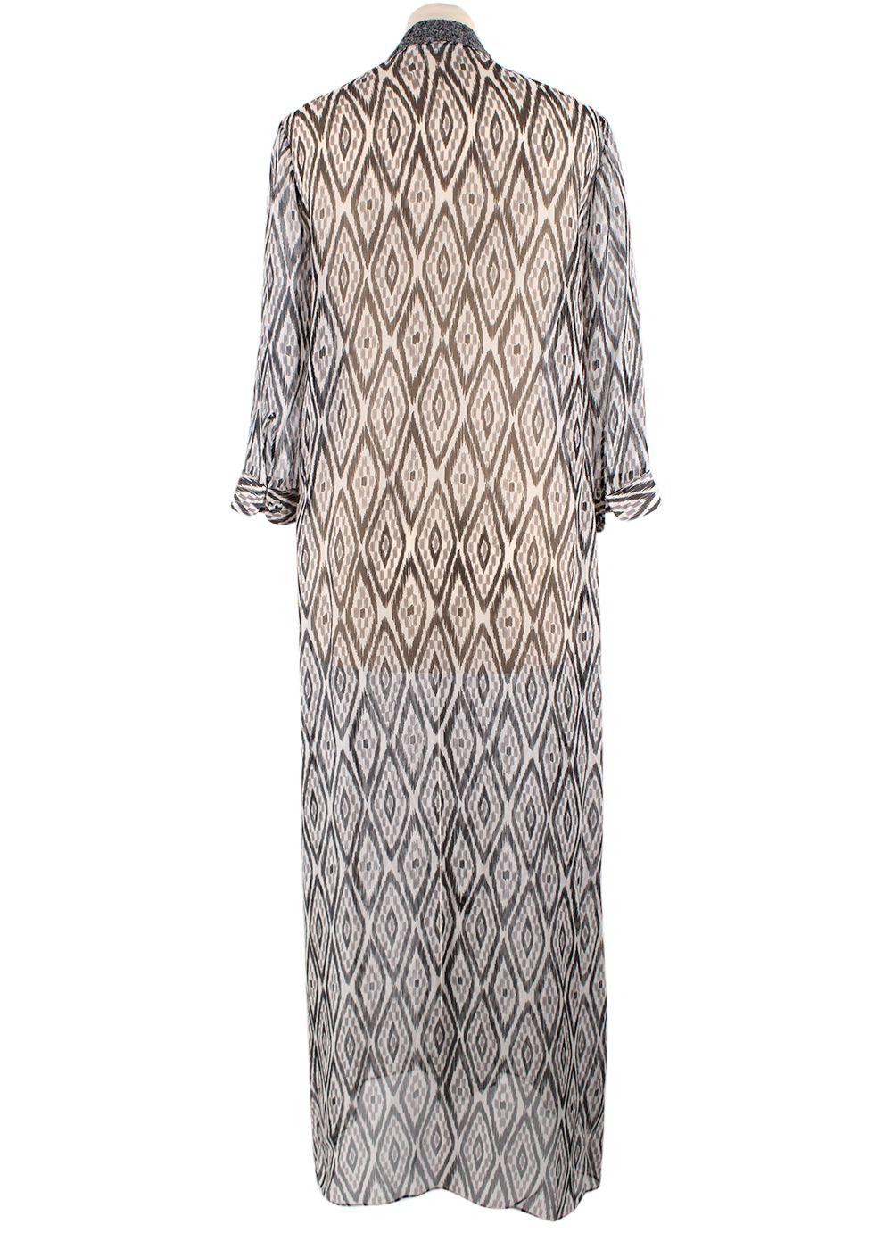 Marie France Van Damme Grey Long Sheer Silk Cover Up Dress