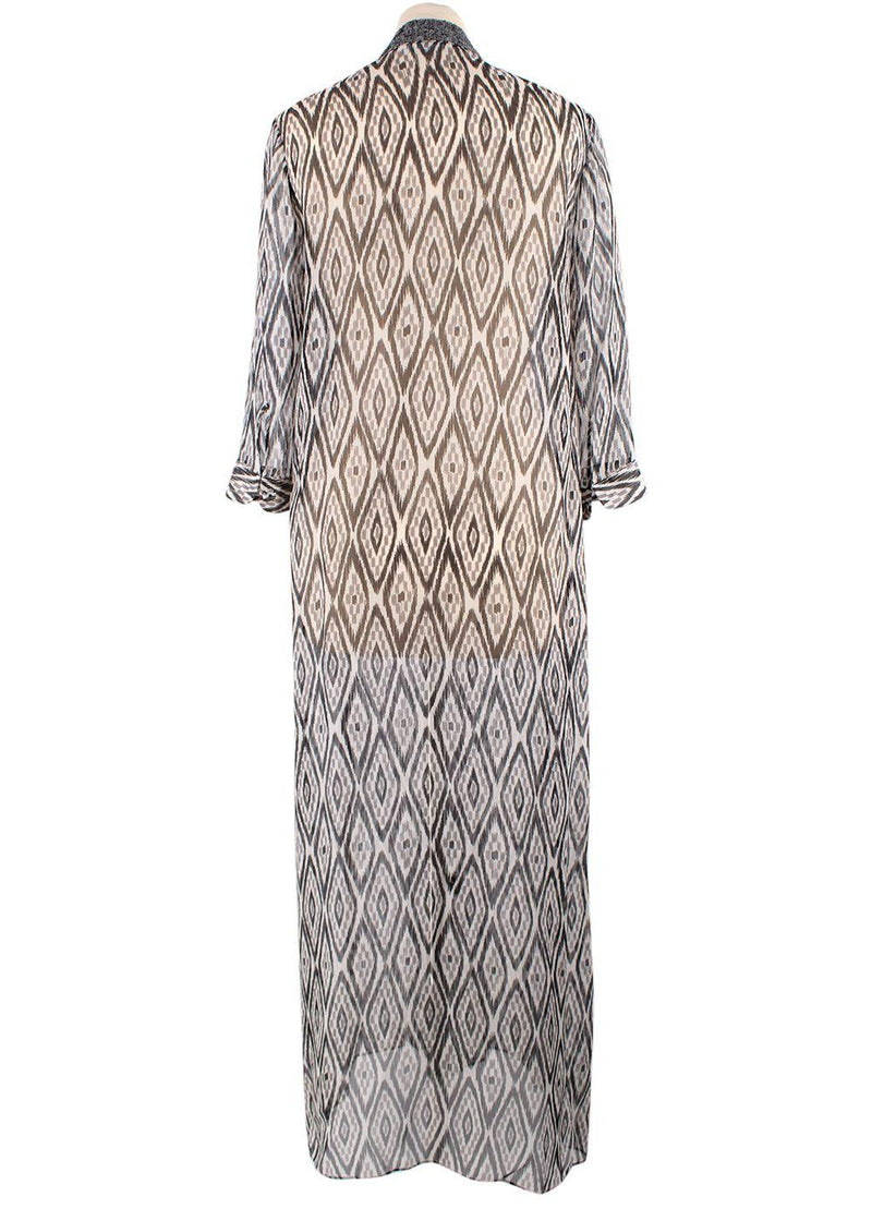 Marie France Van Damme Grey Long Sheer Silk Cover Up Dress