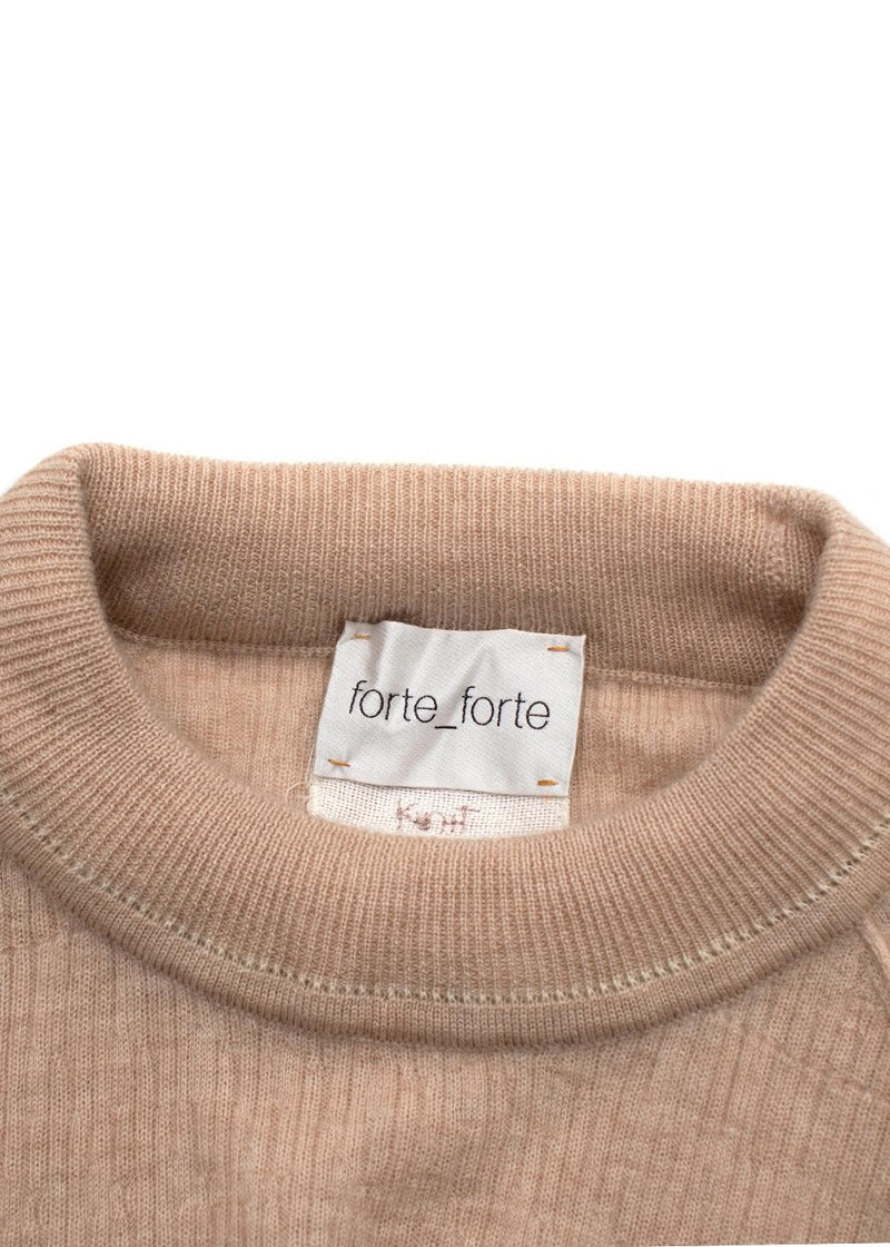 Forte Forte Beige Ribbed Cashmere Top