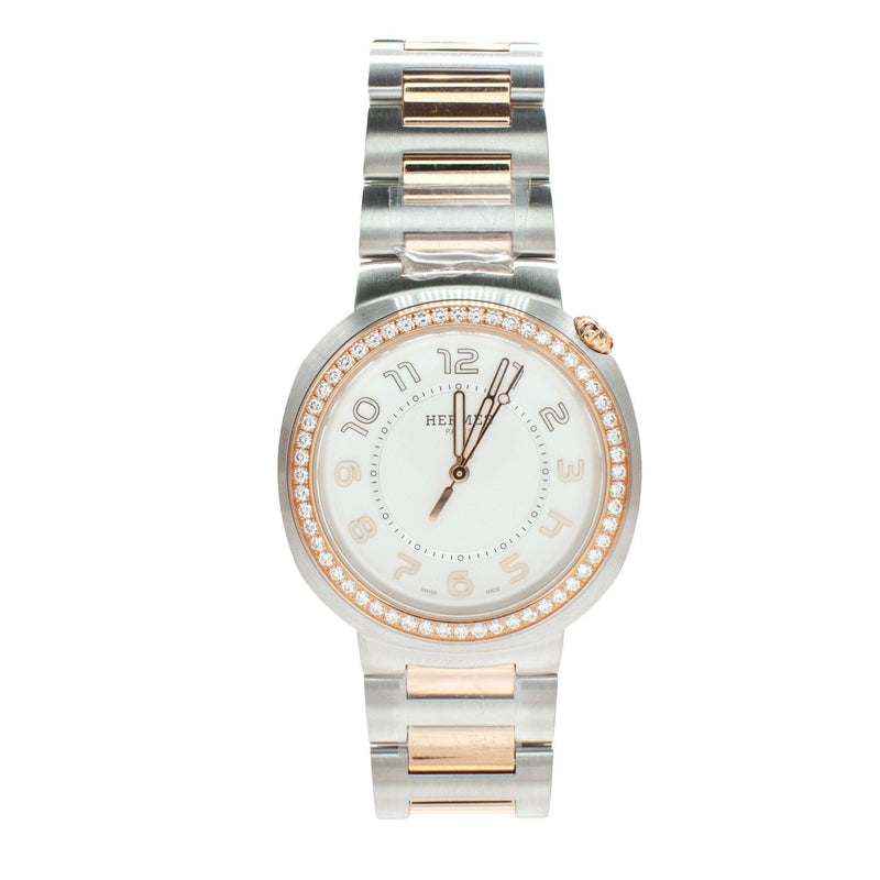 Hermes Large Cut Rose Gold Diamond  Watch 36mm