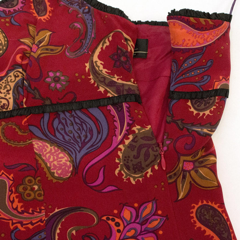 Nicole Miller red Paisley Print Silk Dress