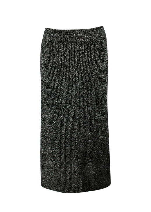 Proenza Schouler Black Metallic Ribbed Knit Midi Skirt