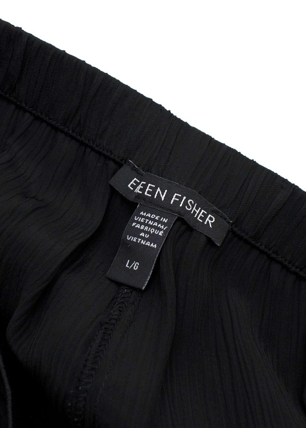 Eileen Fisher Black Pleated Wide Leg Trousers