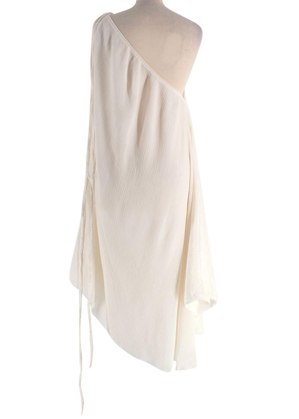 Aeron Cream Crinkle Tie One Shoulder Dress