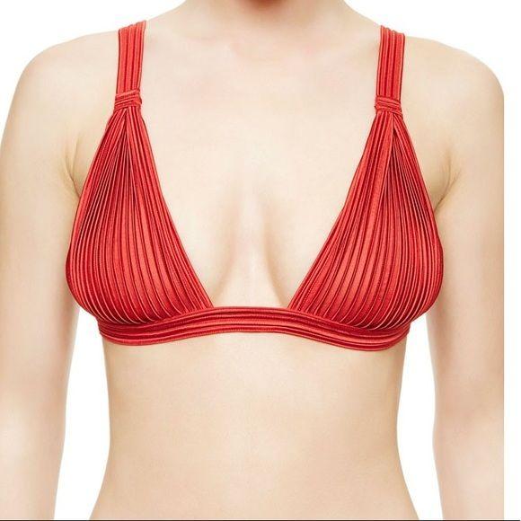 Red Tulle Nervures Triangle Bra
