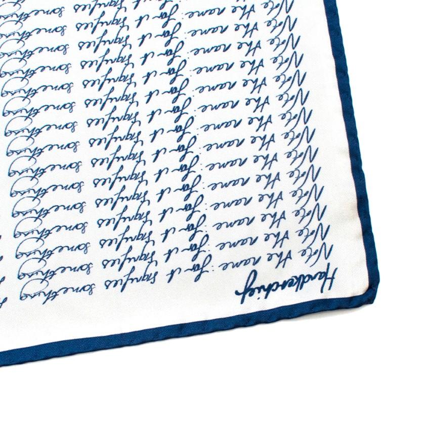 Bespoke Blue & White 'Note The Name' Handkerchief