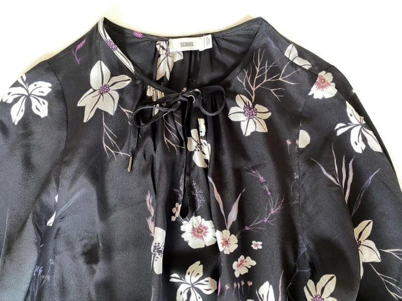 Closed Floral Print Satin Dress