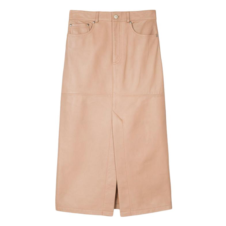 Paul Smith Leather Beige Pencil Skirt