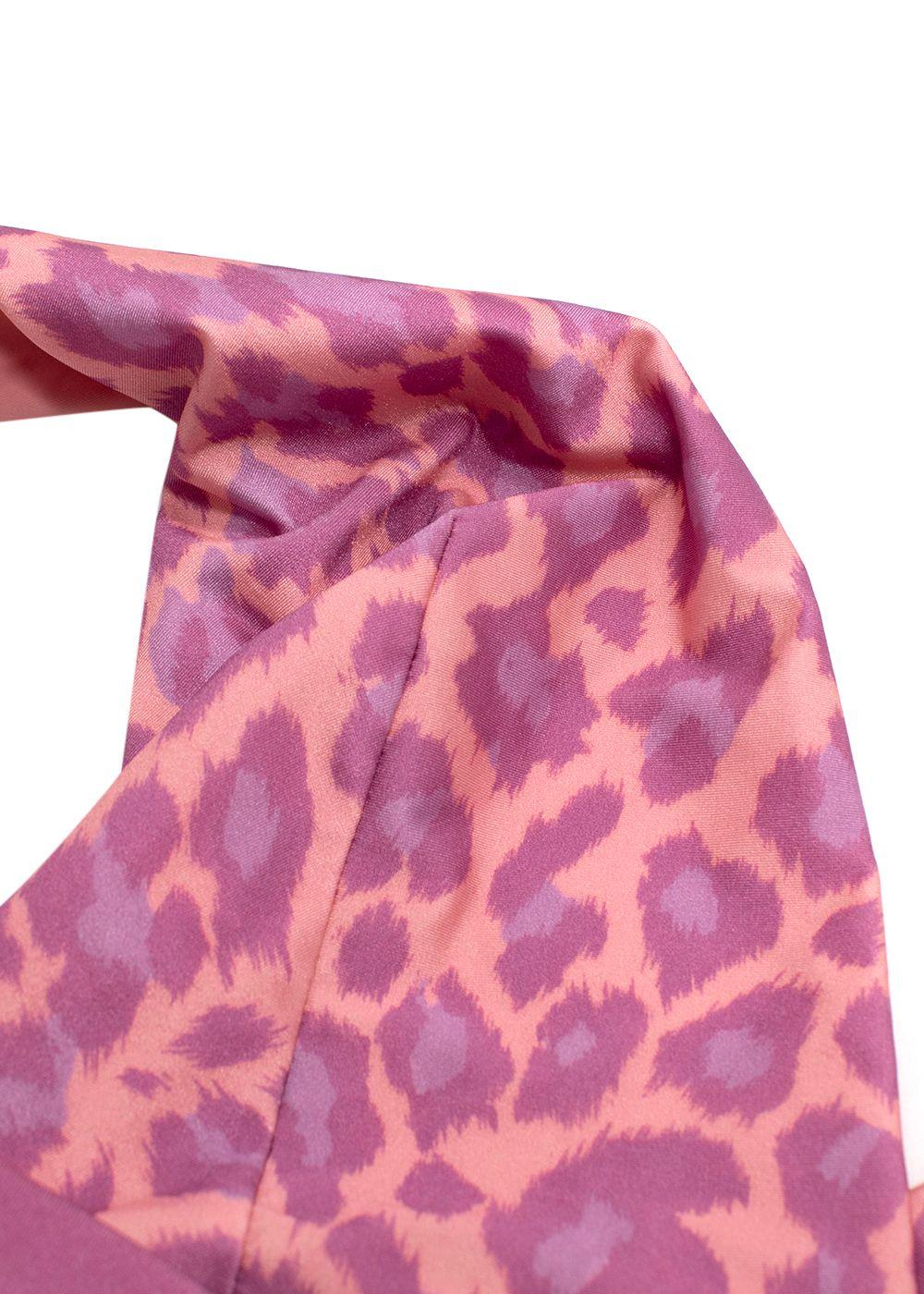 Zimmermann Pink Teddy Buckle Plunge Leopard Print Swimsuit