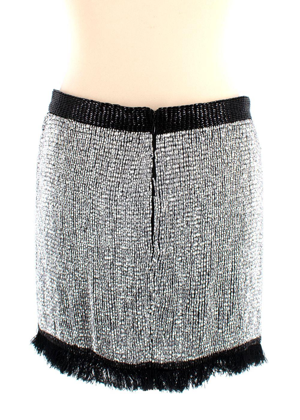 Tom Ford Silver Silk Beaded Mini Skirt