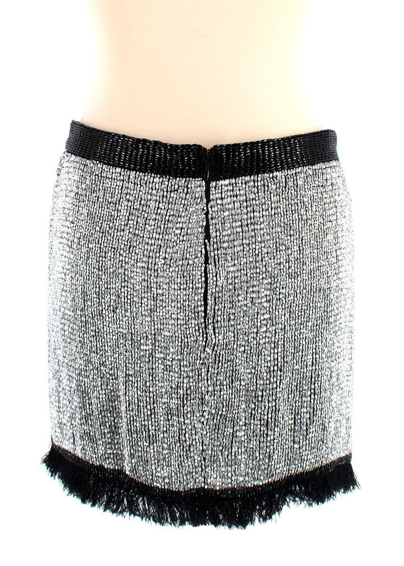 Tom Ford Silver Silk Beaded Mini Skirt